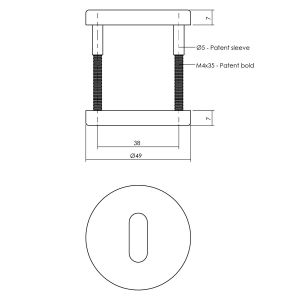 Intersteel Living 3174 sleutelplaatje kunststof verdekt diameter 50x7 mm messing mat PVD 0014.317416