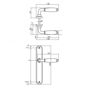 Intersteel Living 0206 deurkruk Courgette met ovaal schild 238x39x9 mm blind chroom 0016.020611