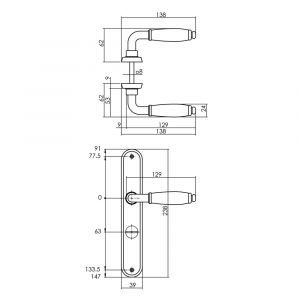 Intersteel Living 0206 deurkruk Courgette met ovaal schild 238x39x9 mm WC 63/8 mm chroom 0016.020665