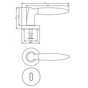 Intersteel Living 1682 deurkruk Elen op rond rozet 7 mm nokken met sleutelgat plaatje chroom-nikkel mat 0016.168203