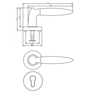 Intersteel Living 1682 deurkruk Elen op rond rozet 7 mm nokken met profielcilindergat plaatje chroom-nikkel mat 0016.168205