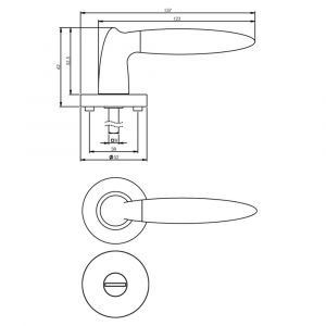 Intersteel Living 1682 deurkruk Elen op rond rozet 7 mm nokken met WC 8 mm chroom-nikkel mat 0016.168210