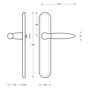 Intersteel Living 1682 deurkruk Elen op langschild blind chroom-nikkel mat 0016.168211