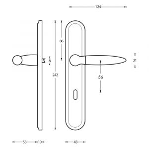 Intersteel Living 1682 deurkruk Elen op langschild sleutelgat 56 mm chroom-nikkel mat 0016.168224