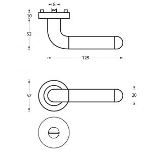 Intersteel Living 1683 deurkruk Agatha op rond rozet 7 mm nokken met WC 8 mm chroom-nikkel mat 0016.168310