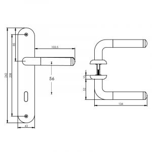 Intersteel Living 1683 deurkruk Agatha op langschild sleutelgat 56 mm chroom-nikkel mat 0016.168324