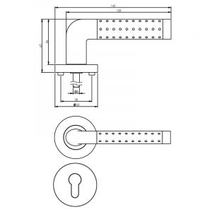 Intersteel Living 1684 deurkruk Marion op rond rozet 7 mm nokken met profielcilindergat plaatje chroom-nikkel mat 0016.168405