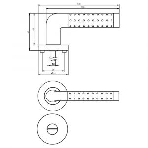 Intersteel Living 1684 deurkruk Marion op rond rozet 7 mm nokken met WC 8 mm chroom-nikkel mat 0016.168410