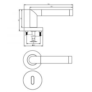 Intersteel Living 1685 deurkruk Nicol op rond rozet 7 mm nokken met sleutelgat plaatje chroom-nikkel mat 0016.168503