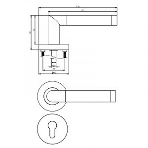Intersteel Living 1685 deurkruk Nicol op rond rozet 7 mm nokken met profielcilindergat plaatje chroom-nikkel mat 0016.168505