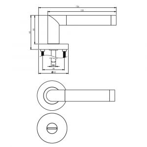 Intersteel Living 1685 deurkruk Nicol op rond rozet 7 mm nokken met WC 8 mm chroom-nikkel mat 0016.168510