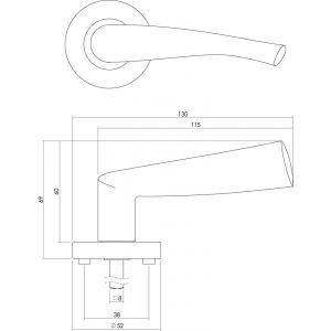 Intersteel Living 1687 deurkruk Giussy op rond rozet 7 mm nokken met sleutelgat plaatje nikkel mat 0016.168703