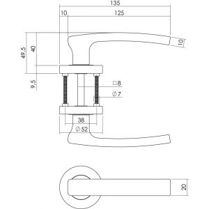 Intersteel Living 1689 deurkruk Blok op rond rozet 7 mm nokken met sleutelgat plaatje chroom-nikkel mat 0016.168903