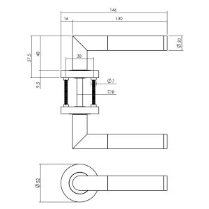 Intersteel Living 1693 deurkruk Bastian op rond rozet 7 mm nokken chroom-nikkel mat 0016.169302