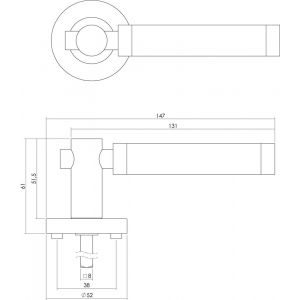 Intersteel Living 1698 deurkruk Birgit op rond rozet 7 mm nokken chroom-nikkel mat 0016.169802