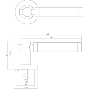 Intersteel Living 1698 deurkruk Birgit op rond rozet 7 mm nokken met WC 8 mm chroom-nikkel mat 0016.169810