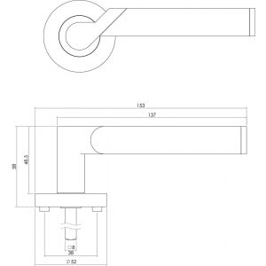 Intersteel Living 1701 deurkruk Casper op rond rozet 7 mm nokken met profielcilindergat plaatje chroom-nikkel mat 0016.170105