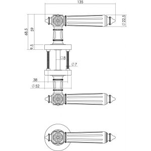 Intersteel Living 1716 deurkruk Julietta op rond rozet 7 mm nokken met sleutelgat plaatje chroom-nikkel mat 0016.171603