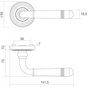 Intersteel Living 1725 deurkruk Emily op rond rozet 7 mm nokken met sleutelgat plaatje chroom 0016.172503