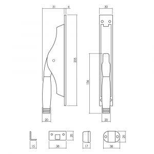 Intersteel Living 5620 set pomp-espagnolet Ton 222 inclusief stangenset 2x 1250 mm nikkel-ebbenhout 0018.562037