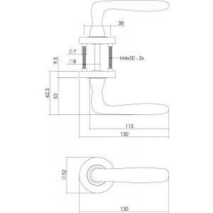 Intersteel Living 1692 deurkruk 1692 Bjorn op rond rozet 7 mm nokken met sleutelgat plaatje nikkel mat 0019.169203