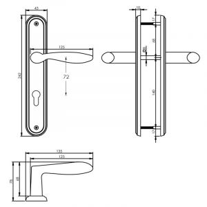 Intersteel Living 1695 deurkruk George op langschild profielcilinder 72 mm nikkel mat 0019.169536