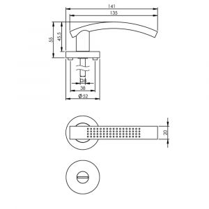 Intersteel Living 1696 deurkruk 1696 William op rond rozet 7 mm nokken met WC 8 mm nikkel mat 0019.169610