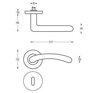 Intersteel Living 1699 deurkruk 1699 Marieke op rond rozet 7 mm nokken met sleutelgat plaatje nikkel mat 0019.169903