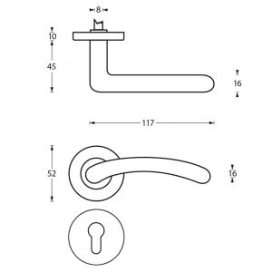 Intersteel Living 1699 deurkruk 1699 Marieke op rond rozet 7 mm nokken met profielcilindergat plaatje nikkel mat 0019.169905