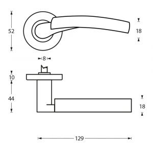 Intersteel Living 1700 deurkruk 1700 Bryan op rond rozet 7 mm nokken chroom-nikkel mat 0019.170002