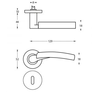 Intersteel Living 1700 deurkruk 1700 Bryan op rond rozet 7 mm nokken met sleutelgat plaatje chroom-nikkel mat 0019.170003