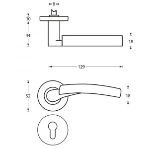 Intersteel Living 1700 deurkruk 1700 Bryan op rond rozet 7 mm nokken met profielcilindergat plaatje chroom-nikkel mat 0019.170005