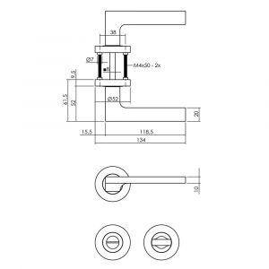 Intersteel Living 1705 deurkruk 1705 Ben op rond rozet 7 mm nokken met WC 8 mm chroom-nikkel mat 0019.170510