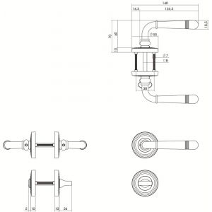 Intersteel Living 1725 deurkruk 1725 Emily op rond rozet 7 mm nokken met WC 8 mm chroom nikkel mat 0019.172510