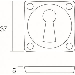 Intersteel Living 3183 sleutelplaatje vierkant 38x38x5 mm messing nikkel mat 0019.318316