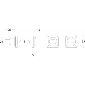 Intersteel Living 3183 WC-sluiting 8 mm vierkant 38x38x5 mm messing nikkel mat 0019.318360