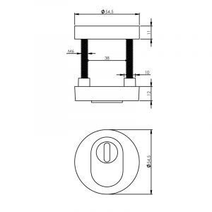 Intersteel Living 3751 SKG3 veiligheids rozet rond met kerntrek beveiliging nikkel mat 0019.375100