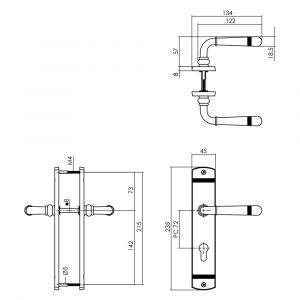 Intersteel Living 1705 deurkruk Emily op schild PC72 oud grijs 0021.170536