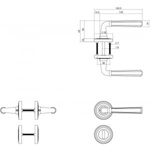 Intersteel Living 1735 deurkruk Bellevue op rozet met sleutel plaatje oud grijs 0021.173503