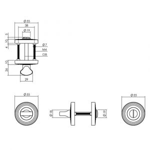 Intersteel Living 3178 WC-sluiting 8 mm met ril verdekt met nokken diameter 54x9 mm zamak oud grijs 0021.317860