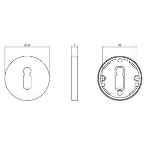 Intersteel Living 3186 sleutelplaatje kunststof verdekt diameter 49x7 mm messing oud grijs 0021.318616