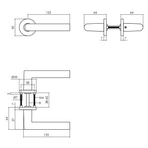 Intersteel Living 0055 deurkruk Broome op rozet diameter 50x7 mm met 7 mm nokken zwart 0023.005502