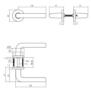 Intersteel Living 0073 deurkruk Derby op rozet diameter 50x7 mm met 7 mm nokken zwart 0023.007302