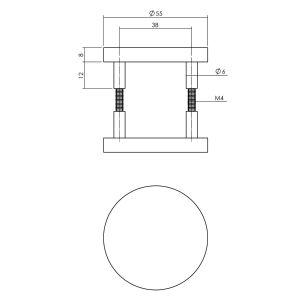 Intersteel Living 0100 afdekplaatje staal verdekt met nokken diameter 56x9 mm aluminium zwart 0023.010019