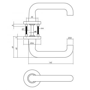 Intersteel Living 0102 deurkruk rond op geveerde rozet diameter 55x8 mm met nokken diameter 6x12 mm aluminium zwart 0023.010202