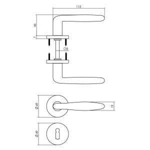 Intersteel Living 0200 deurkruk Phobos op rozet met sleutelplaatje mat zwart 0023.020003