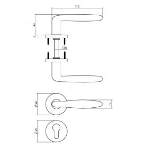 Intersteel Living 0200 deurkruk Phobos op rozet met profielcilinderplaatje mat zwart 0023.020005