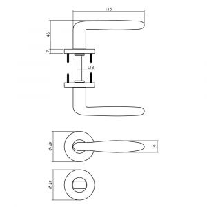 Intersteel Living 0200 deurkruk Phobos op rozet met WC sluiting 8 mm mat zwart 0023.020010