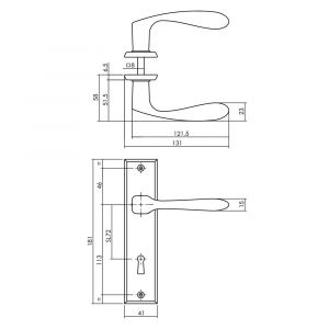 Intersteel Living 0201 deurkruk Banaan met schild 181x41x7 mm sleutelgat 72 mm mat zwart 0023.020126