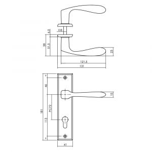 Intersteel Living 0201 deurkruk Banaan met schild 181x41x7 mm profielcilindergat 72 mm mat zwart 0023.020136